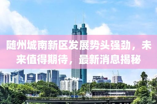 随州城南新区发展势头强劲，未来值得期待，最新消息揭秘