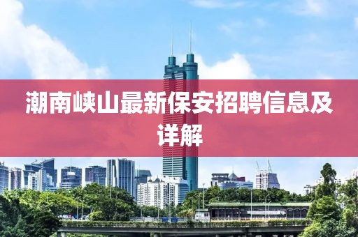 潮南峡山最新保安招聘信息及详解