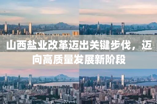 山西盐业改革迈出关键步伐，迈向高质量发展新阶段