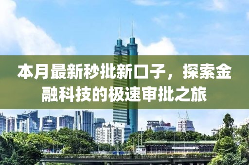 本月最新秒批新口子，探索金融科技的极速审批之旅