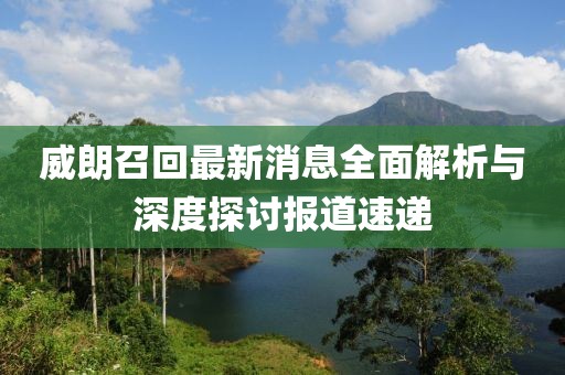威朗召回最新消息全面解析与深度探讨报道速递