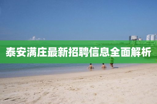 泰安满庄最新招聘信息全面解析