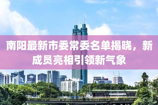南阳最新市委常委名单揭晓，新成员亮相引领新气象