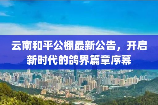 云南和平公棚最新公告，开启新时代的鸽界篇章序幕