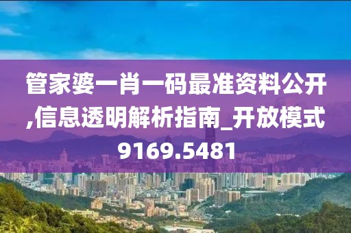 管家婆一肖一码最准资料公开,信息透明解析指南_开放模式9169.5481