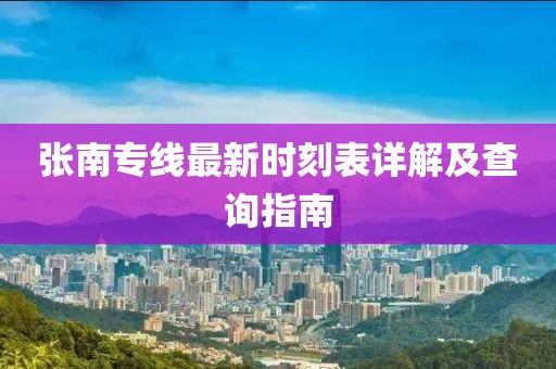 张南专线最新时刻表详解及查询指南