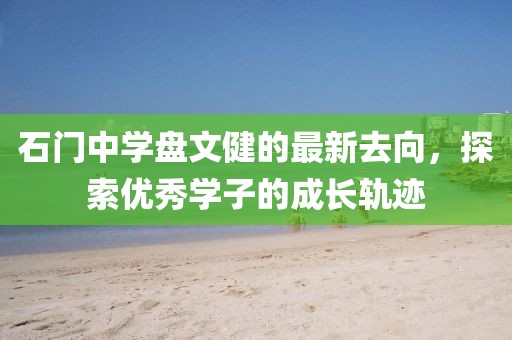 石门中学盘文健的最新去向，探索优秀学子的成长轨迹