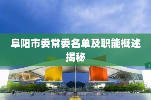 阜阳市委常委名单及职能概述揭秘