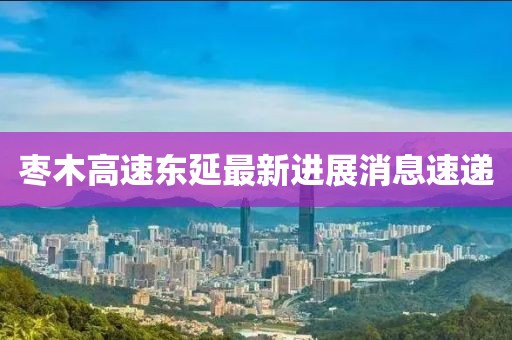 枣木高速东延最新进展消息速递