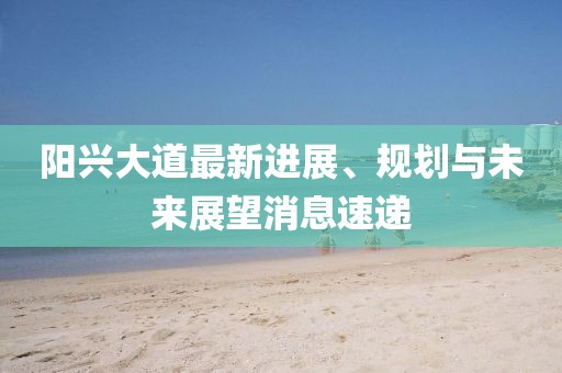 阳兴大道最新进展、规划与未来展望消息速递