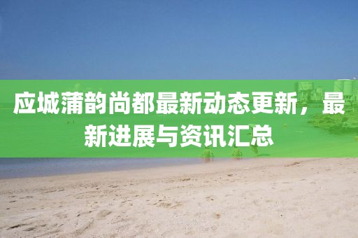 应城蒲韵尚都最新动态更新，最新进展与资讯汇总