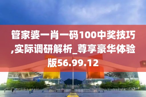 管家婆一肖一码100中奖技巧,实际调研解析_尊享豪华体验版56.99.12