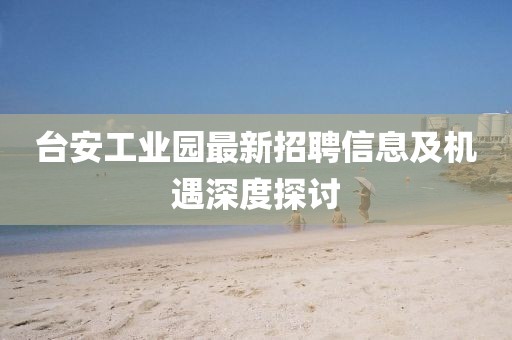 台安工业园最新招聘信息及机遇深度探讨