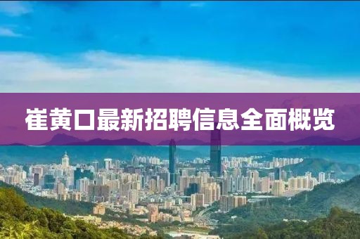 崔黄口最新招聘信息全面概览