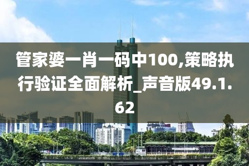 管家婆一肖一码中100,策略执行验证全面解析_声音版49.1.62