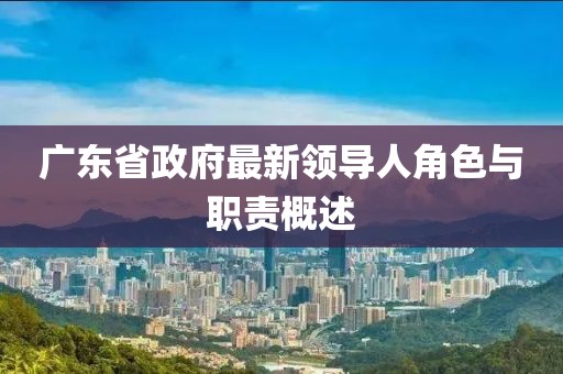 广东省政府最新领导人角色与职责概述