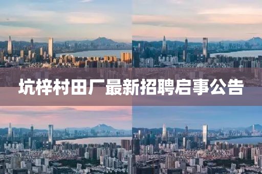 坑梓村田厂最新招聘启事公告