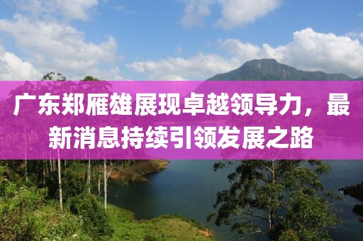 广东郑雁雄展现卓越领导力，最新消息持续引领发展之路