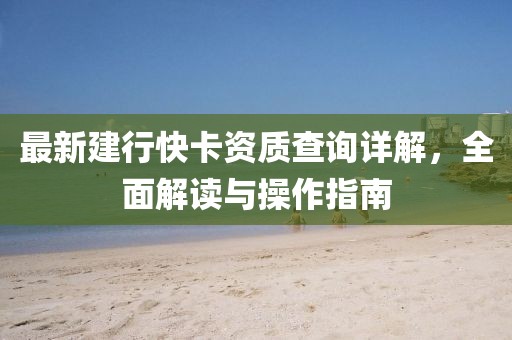 最新建行快卡资质查询详解，全面解读与操作指南