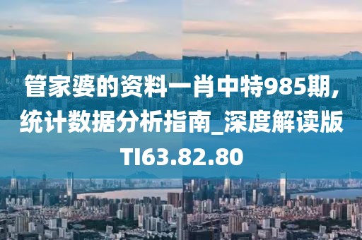 管家婆的资料一肖中特985期,统计数据分析指南_深度解读版TI63.82.80