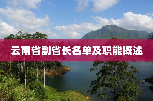 云南省副省长名单及职能概述