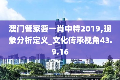 澳门管家婆一肖中特2019,现象分析定义_文化传承视角43.9.16