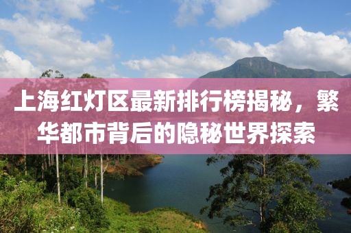 上海红灯区最新排行榜揭秘，繁华都市背后的隐秘世界探索