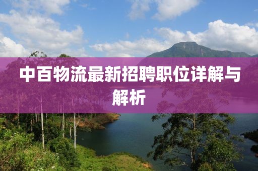中百物流最新招聘职位详解与解析