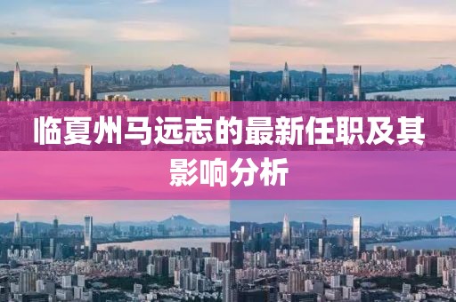 临夏州马远志的最新任职及其影响分析