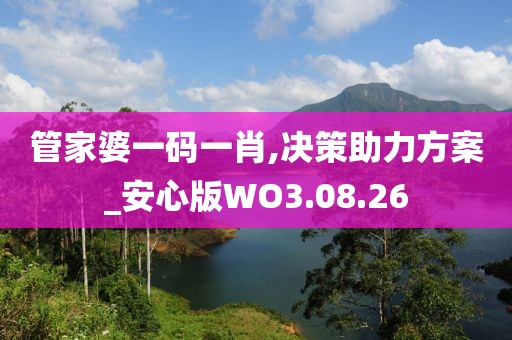 管家婆一码一肖,决策助力方案_安心版WO3.08.26