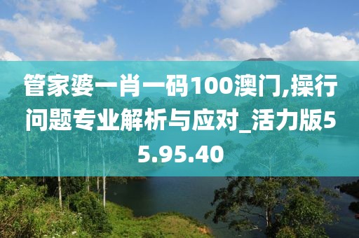 管家婆一肖一码100澳门,操行问题专业解析与应对_活力版55.95.40