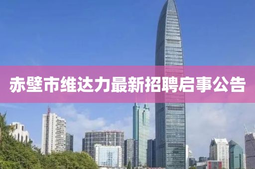 赤壁市维达力最新招聘启事公告