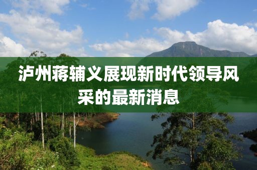 泸州蒋辅义展现新时代领导风采的最新消息