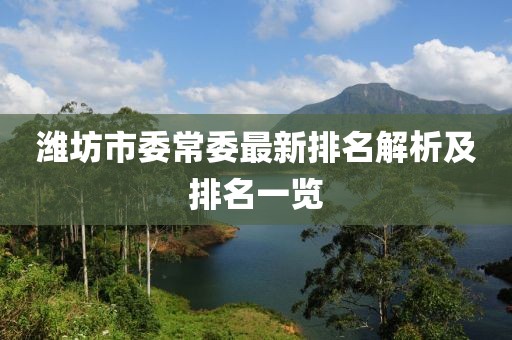 潍坊市委常委最新排名解析及排名一览
