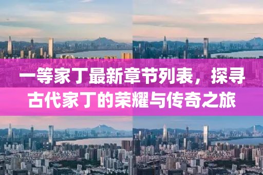 一等家丁最新章节列表，探寻古代家丁的荣耀与传奇之旅