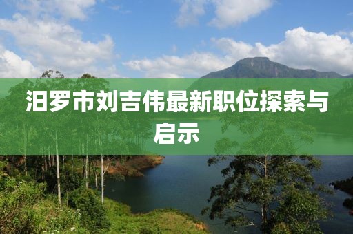 汨罗市刘吉伟最新职位探索与启示