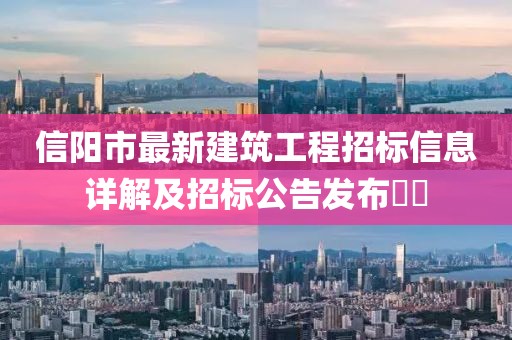 信阳市最新建筑工程招标信息详解及招标公告发布​​