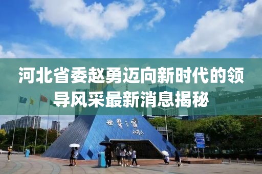 河北省委赵勇迈向新时代的领导风采最新消息揭秘