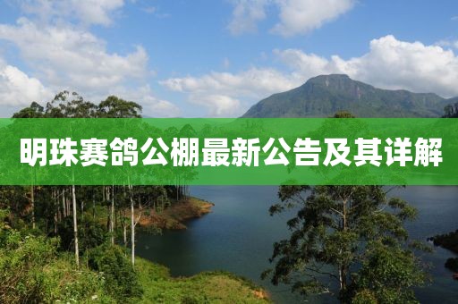 明珠赛鸽公棚最新公告及其详解