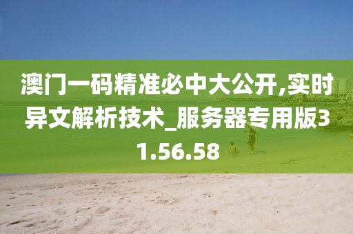 澳门一码精准必中大公开,实时异文解析技术_服务器专用版31.56.58