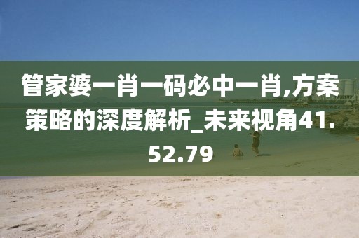 管家婆一肖一码必中一肖,方案策略的深度解析_未来视角41.52.79