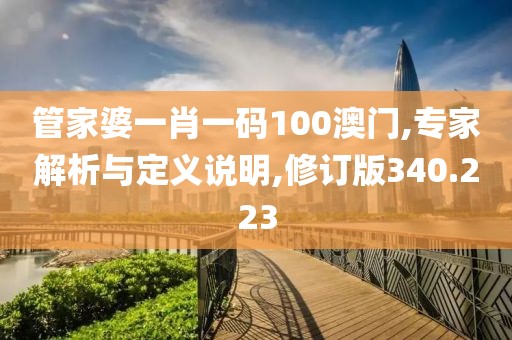 管家婆一肖一码100澳门,专家解析与定义说明,修订版340.223