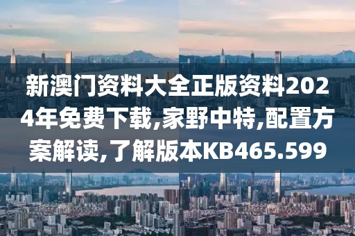 新澳门资料大全正版资料2024年免费下载,家野中特,配置方案解读,了解版本KB465.599