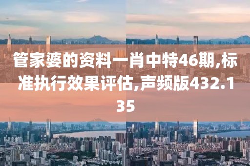 管家婆的资料一肖中特46期,标准执行效果评估,声频版432.135