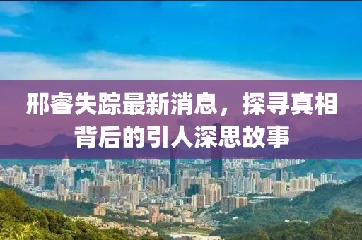 邢睿失踪最新消息，探寻真相背后的引人深思故事