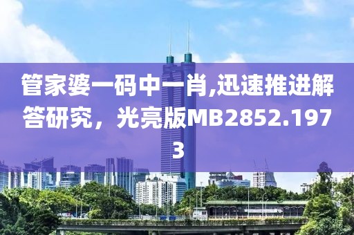 管家婆一码中一肖,迅速推进解答研究，光亮版MB2852.1973