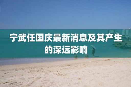 宁武任国庆最新消息及其产生的深远影响