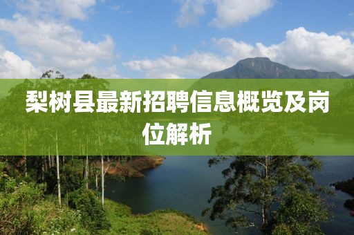 梨树县最新招聘信息概览及岗位解析