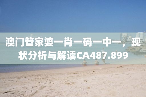 澳门管家婆一肖一码一中一，现状分析与解读CA487.899