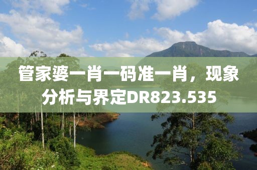 管家婆一肖一码准一肖，现象分析与界定DR823.535